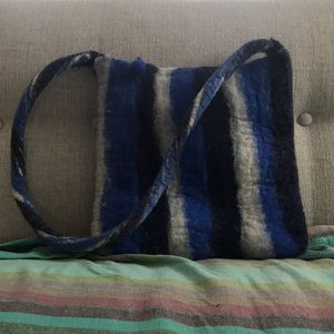 Blue striped Nepalese wool purse NWOT